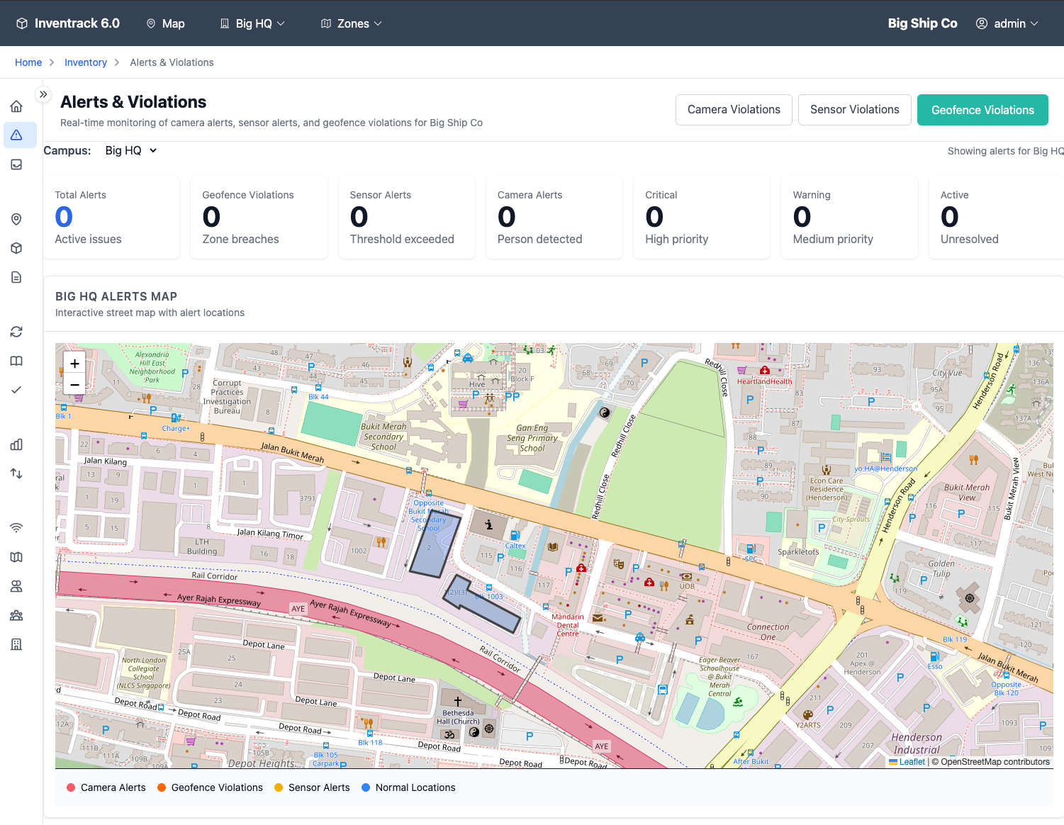 Cold chain monitoring alerts dashboard showing temperature violations